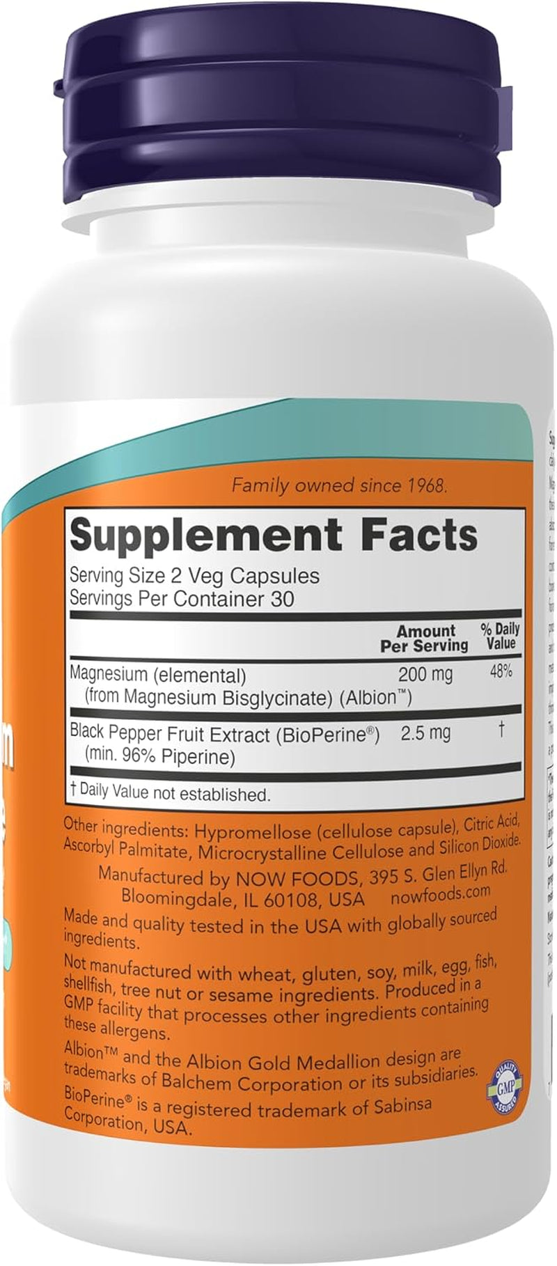 Supplements, Magnesium Glycinate with Bioperine, 60 Veg Capsules