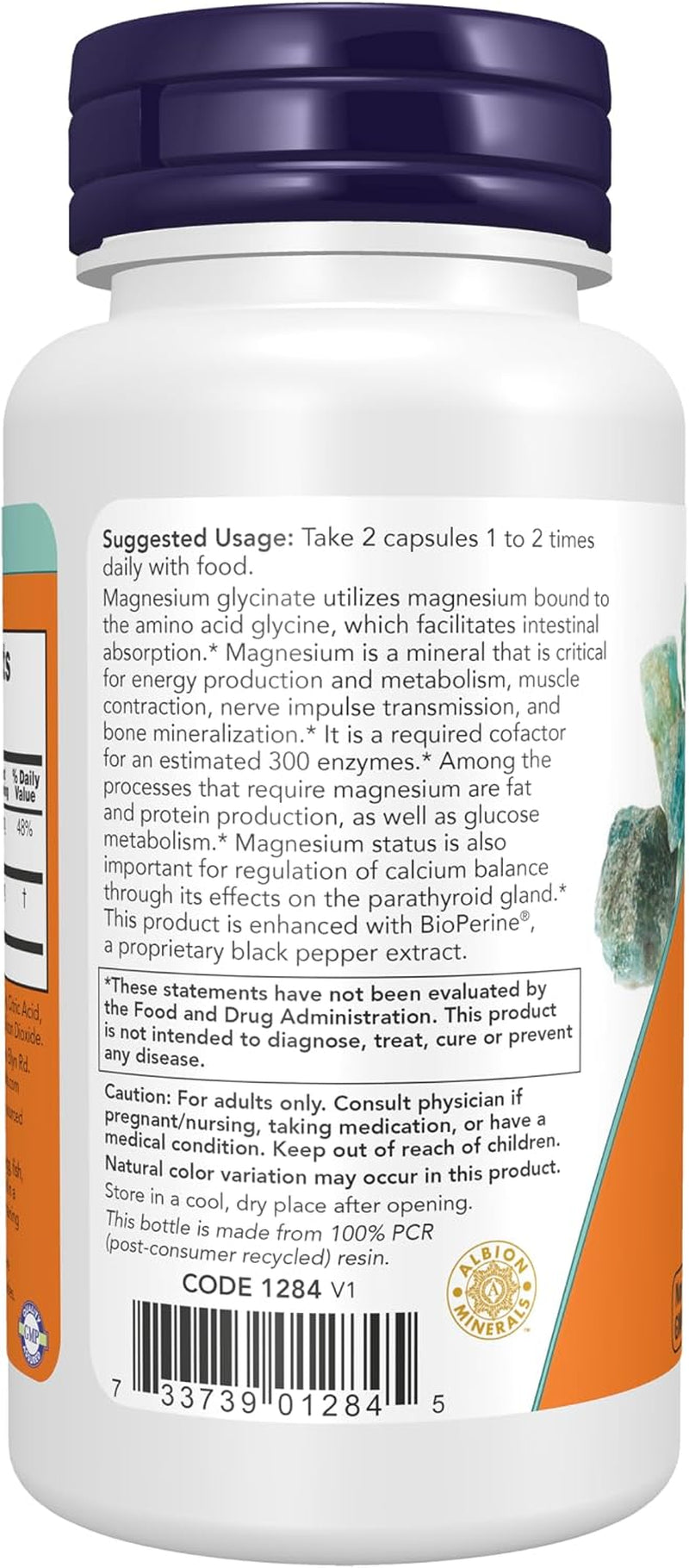 Supplements, Magnesium Glycinate with Bioperine, 60 Veg Capsules