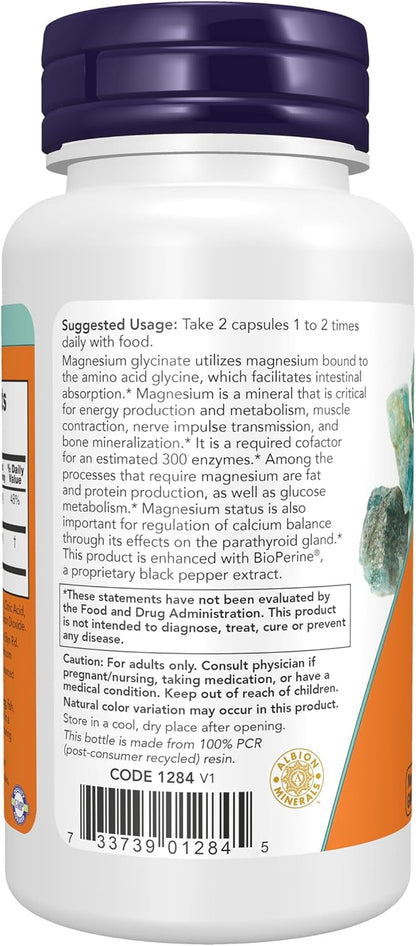 Supplements, Magnesium Glycinate with Bioperine, 60 Veg Capsules
