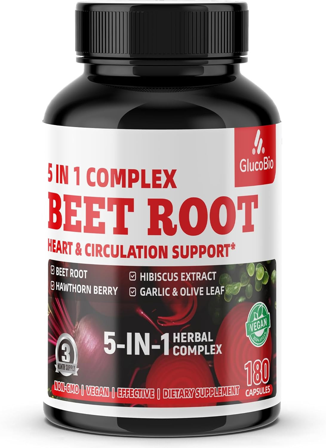 Beet Root Capsules - Super Beets Supplements from Fresh Beetroot Extract for Nitric Oxide, Blood Pressure & Heart Health Support- 180 Capsules