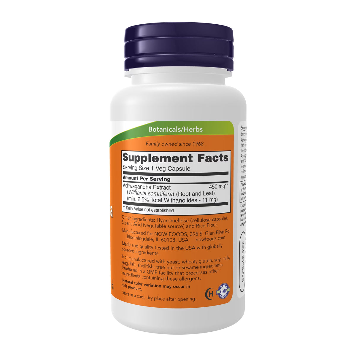 Supplements, Ashwagandha (Withania Somnifera) 450 Mg (Standardized Extract), 90 Veg Capsules